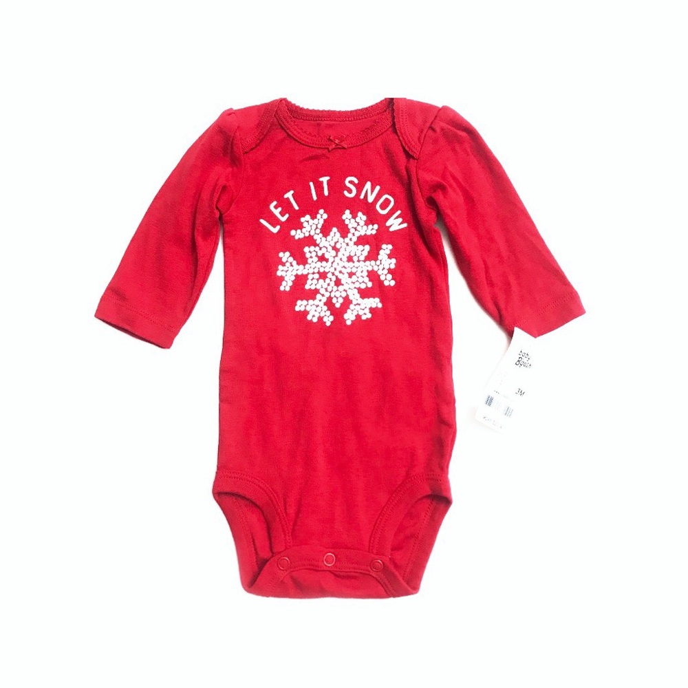 Red and White Snowflake ‘Let It Snow’ Onesie